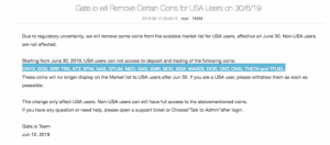 仮想通貨取引所Gate.io、リップルやネムなど計19銘柄を米国市場から取引停止｜有価証券問題が再燃か