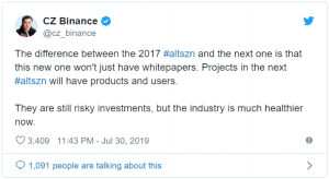 バイナンスCEO「次の(仮想通貨)アルトバブルは”机上の空論”では終わらない」