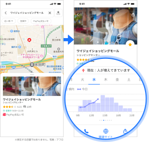 Yahoo! MAP、商業施設や行楽施設など約2,000件の周辺混雑状況が確認可能に