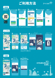 傘のシェアリングサービスアイカサ、7月31日まで完全無料に Amazonギフト券500円分プレゼントも