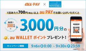au PAY、兵庫県豊岡市で限定キャンペーン開催へ au WALLET ポイント3,000円分を抽選でプレゼント